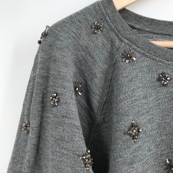 J. Crew Embellished Gray Sweatshirt - Picture 2 of 6